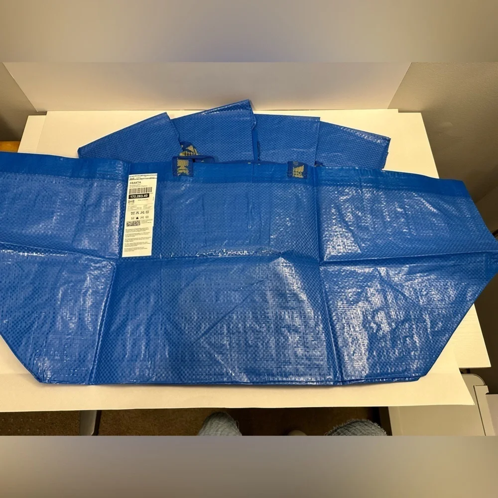 (Set of 5) NEW Ikea FRAKTA Shopping bag, large, blue